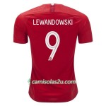 Camisolas de Futebol Polônia Robert Lewandowski 9 Equipamento Alternativa Copa do Mundo 2018 Manga Curta